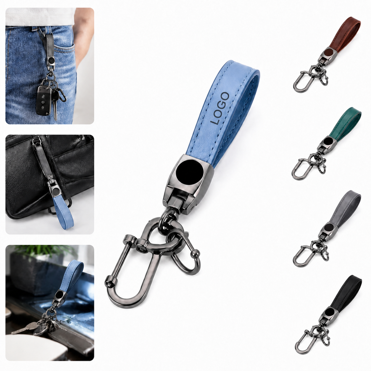 Portable Leather Screw-Lock Keychain