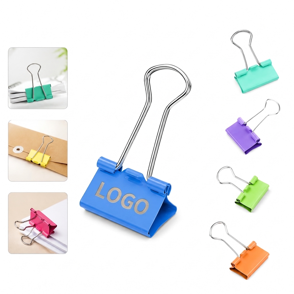 Color-Coded Heavy-Duty Metal Binder Clips