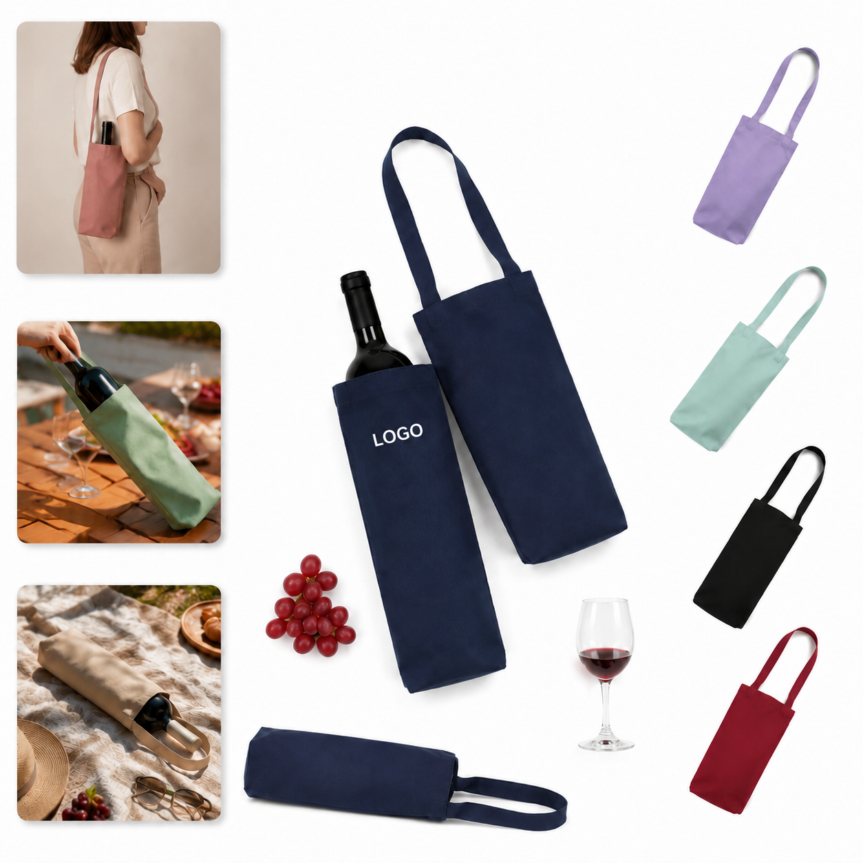 Reusable Canvas Wine Tote Bag