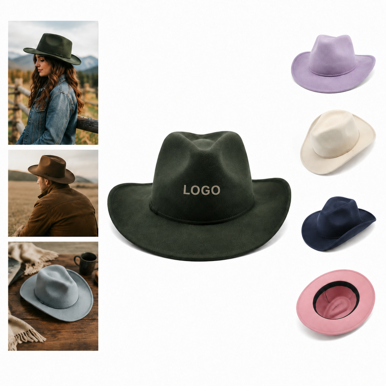 Customizable Faux Felt Western Cowboy Hat