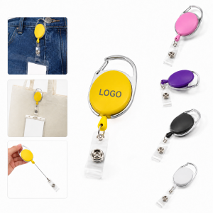 Retractable Badge Reel with Carabiner and ID Card Holder