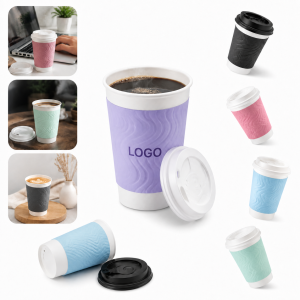 Eco Coffee Cup with Corrugated Sleeve in Multiple Colors